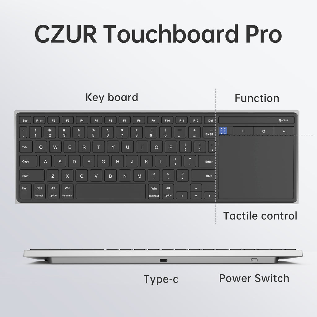 CZUR Wireless Bluetooth Touchpad Keyboard - Ultra Slim, Rechargeable, –  CZUR TECH