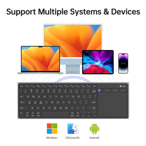 CZUR Wireless Bluetooth Touchpad Keyboard - Ultra Slim, Rechargeable, Silent